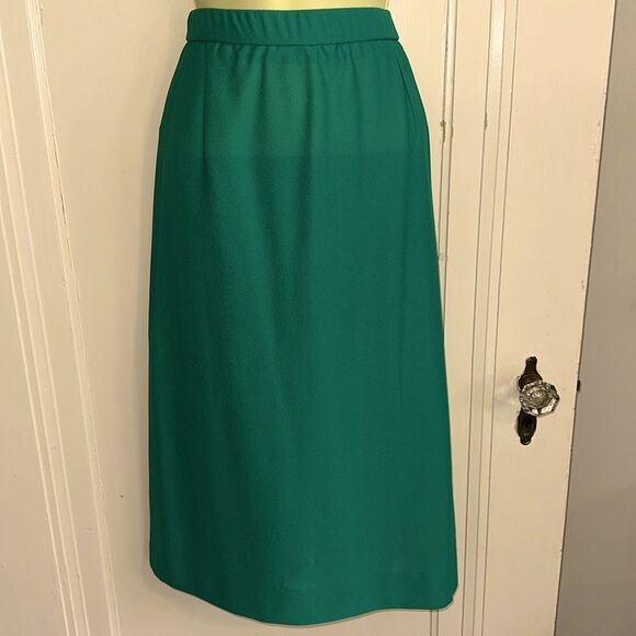 Vintage 70s Butte Brand Kelly Green Short Sleeve Two-Piece Polyester Skirt Set - Picture 6 of 8